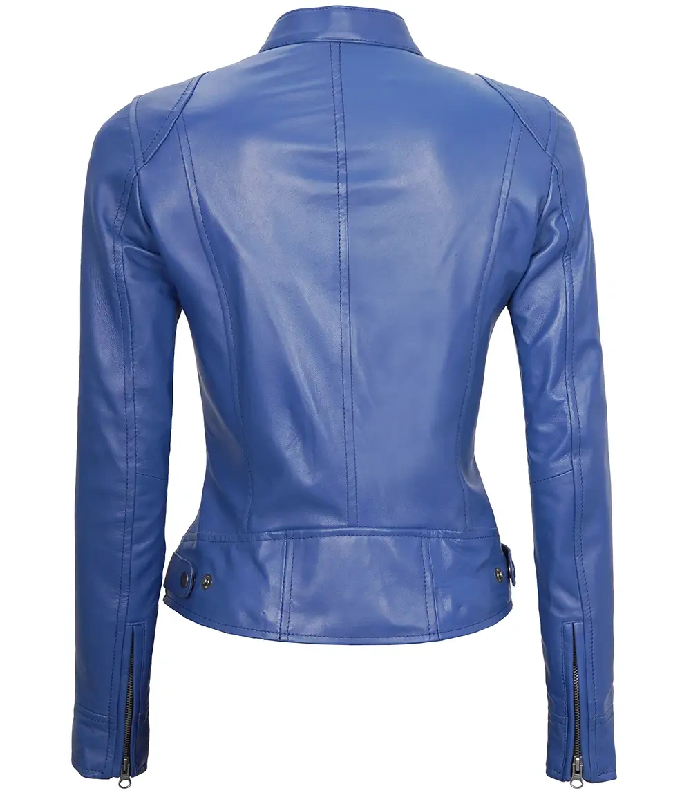 Cafe Racer Women’s Blue Leather Jacket