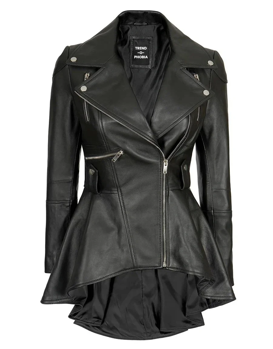 Gonzalez Womens Black Peplum Leather Jacket