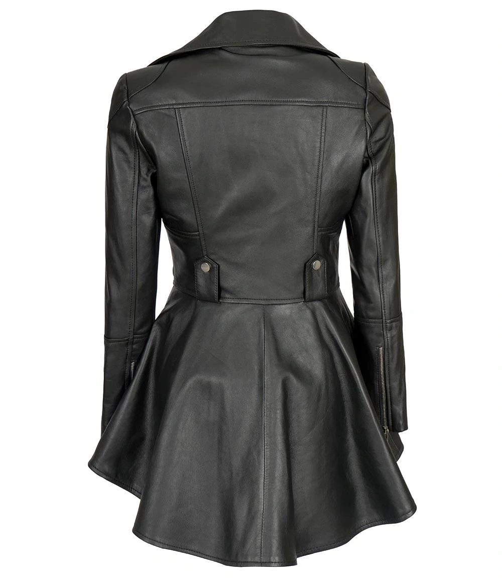 Gonzalez Womens Black Peplum Leather Jacket