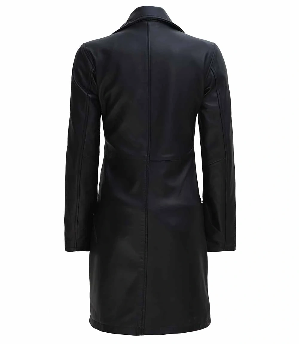 Jackson Black Real Leather Car Coat For Women