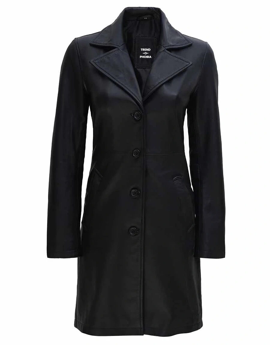 Jackson Black Real Leather Car Coat For Women