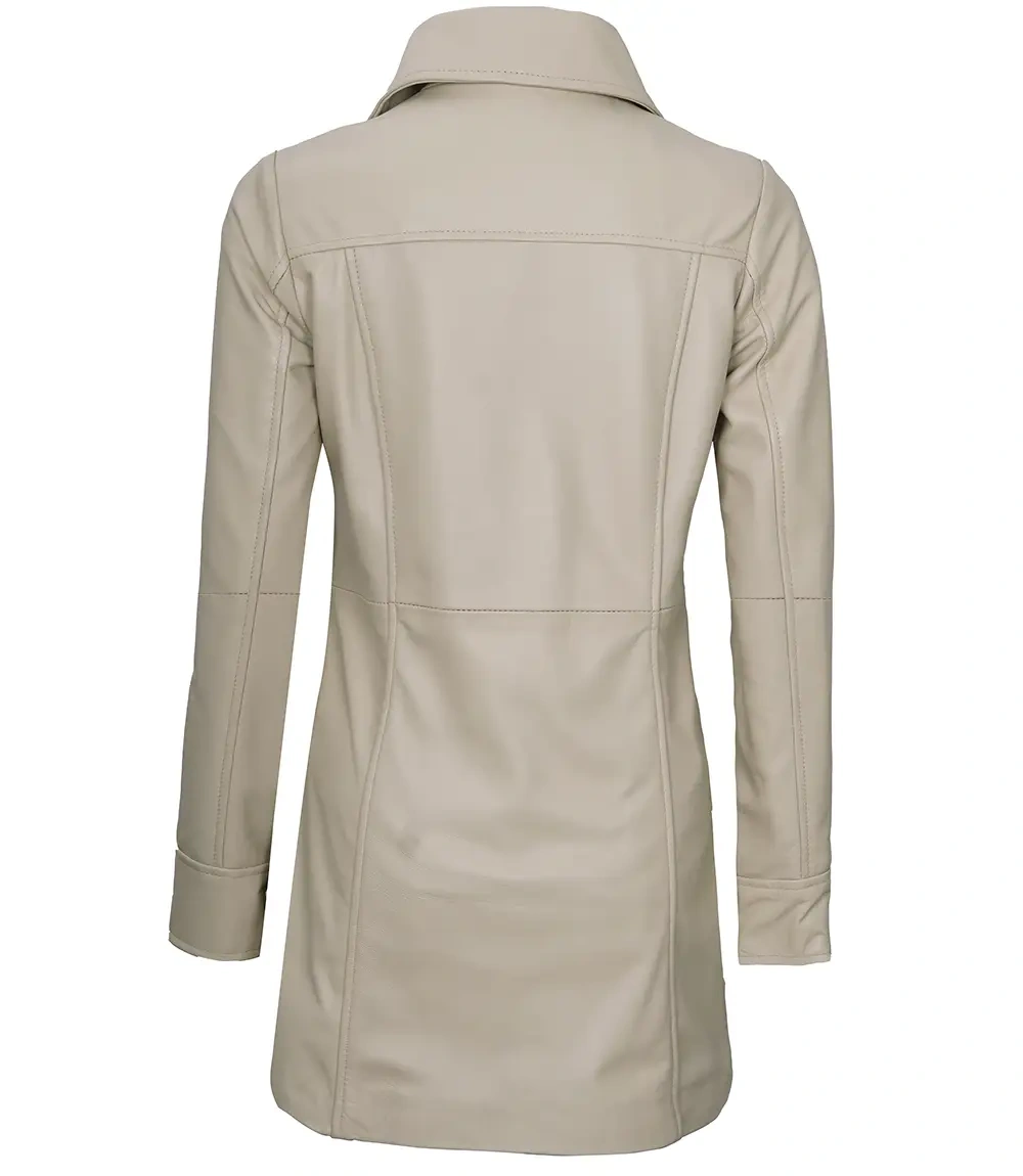 Kandis Womens Biege Real Leather Car Coat