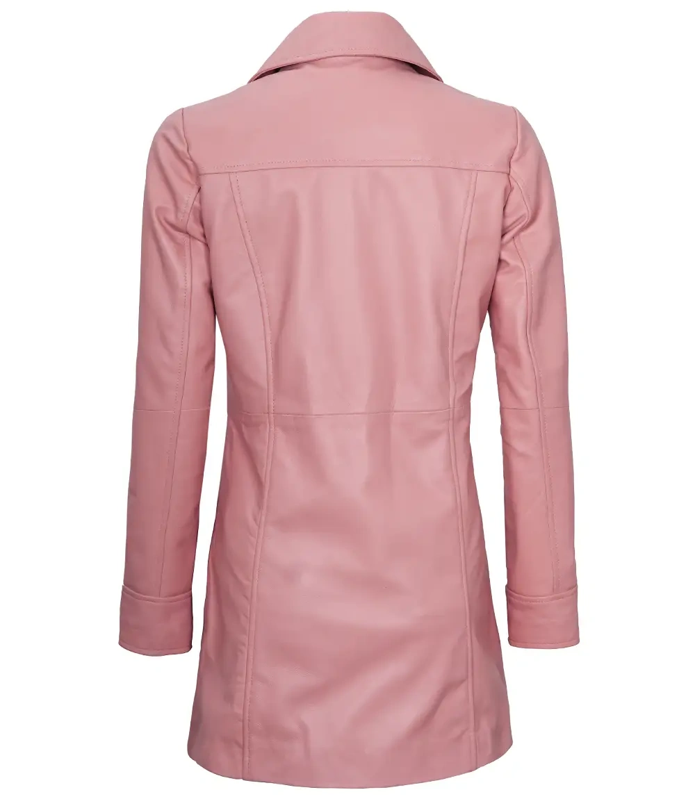 Kandis Womens Pink Real Leather Car Coat