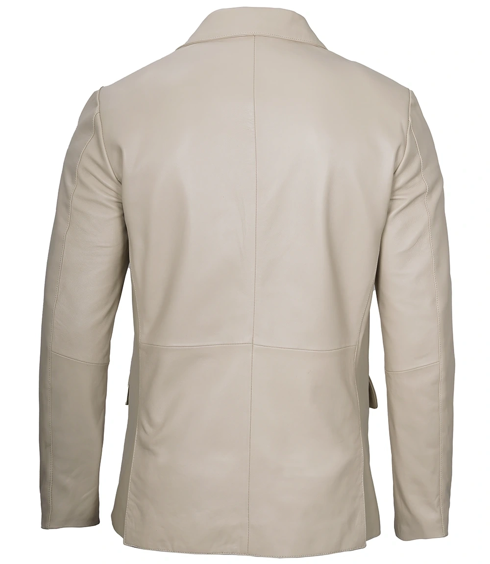 Mens Beige Real Leather Blazer Jacket