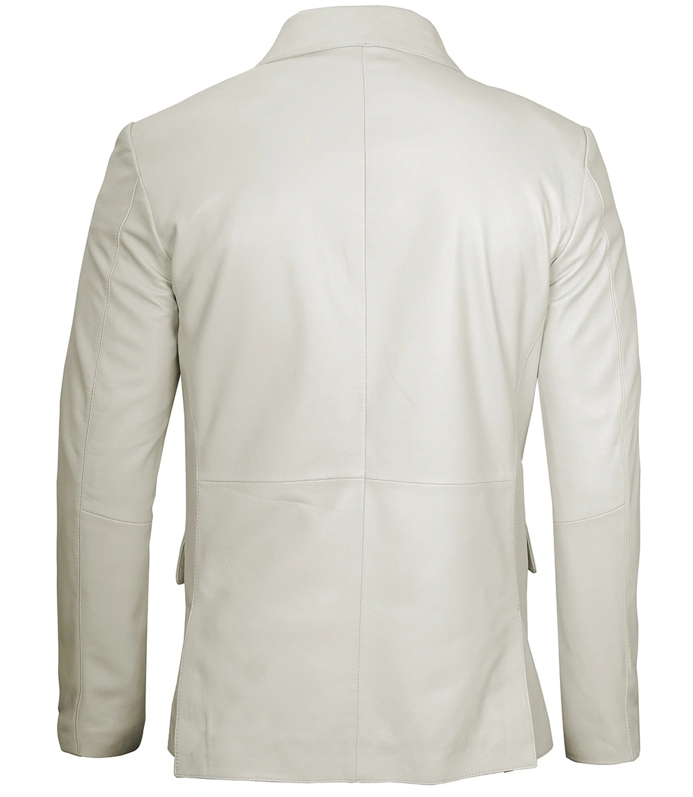 Mens Off White Blazer Real Leather Jacket
