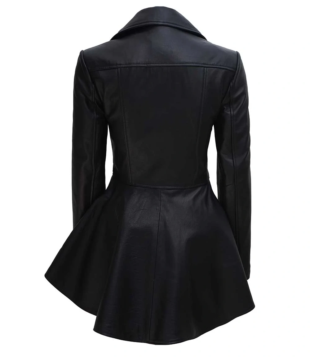 Womens Black Peplum Leather Jacket