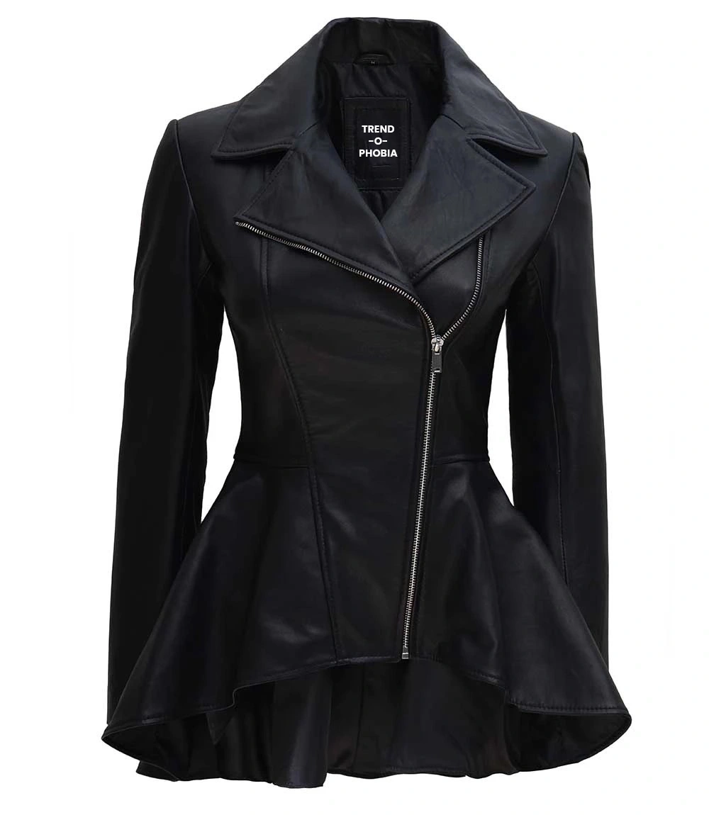 Womens Black Peplum Leather Jacket