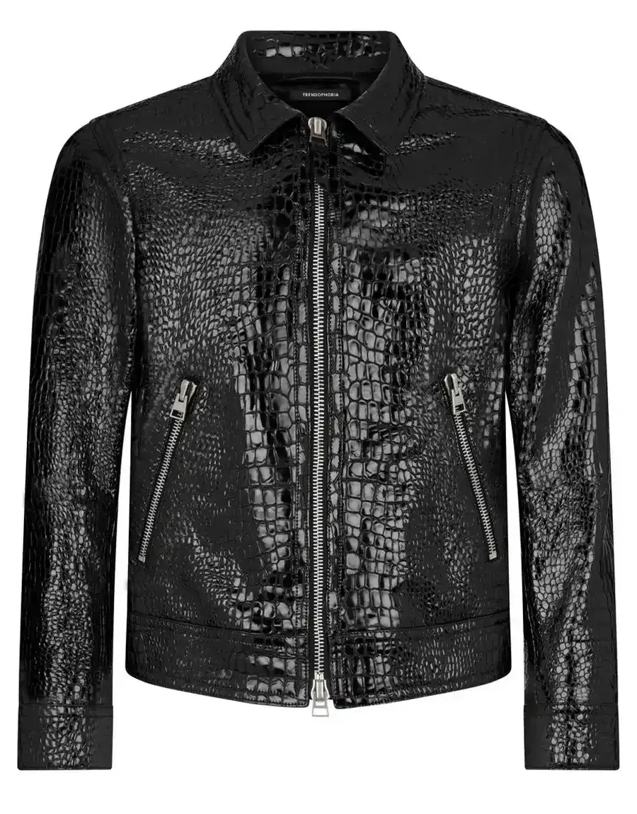 Embossed crocodile pattern leather image