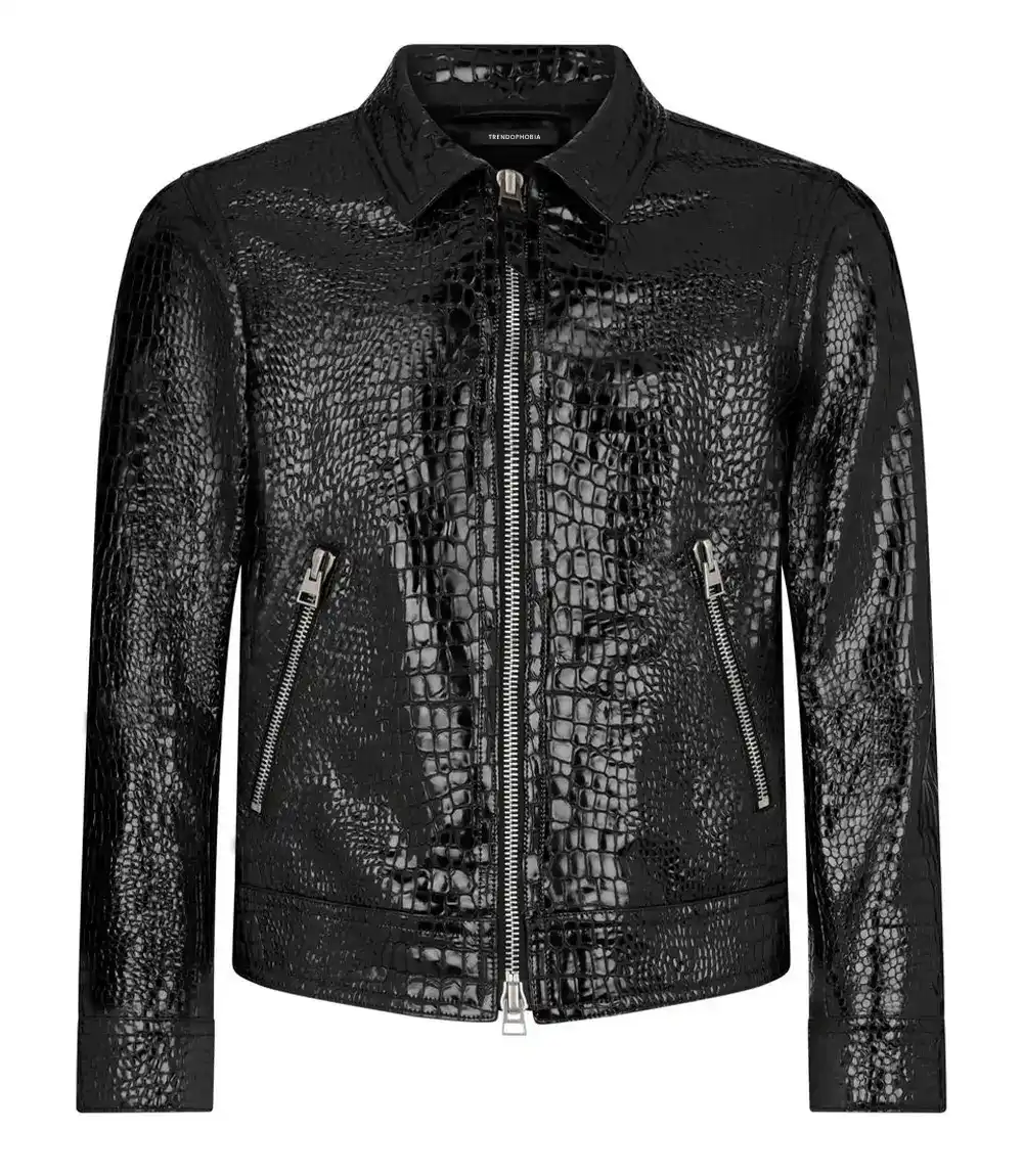 Embossed crocodile pattern leather image