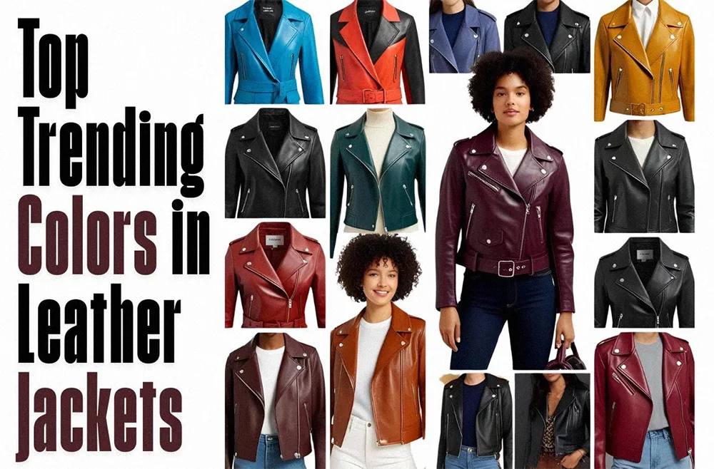 Colorful leather jackets collage