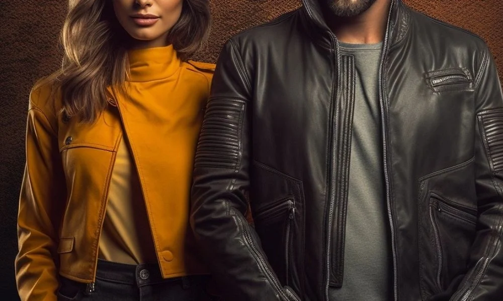 Couple wears colorful leather image