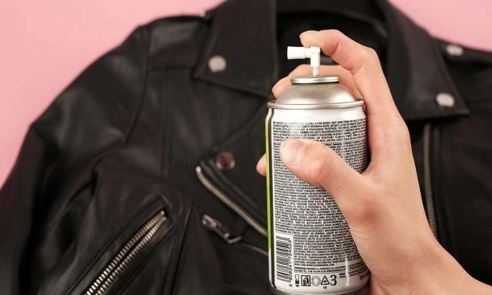 Spraying smooth black leather image